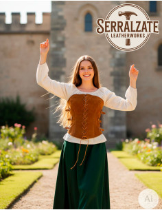 Adventurous Princess Corset in Light Brown Leather 2