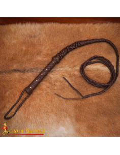 Rustic Brown Braided Leather Whip (272 cm)