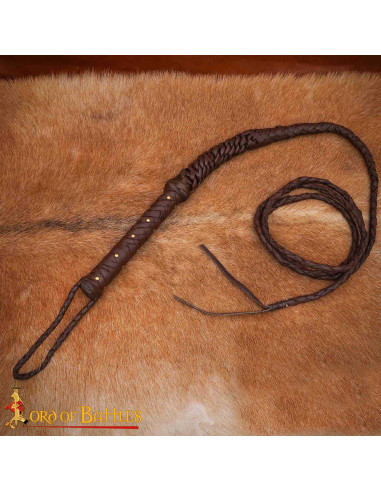 Rustic Brown Braided Leather Whip (272 cm)