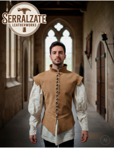 Medieval and Renaissance vest in light brown suede leather 2