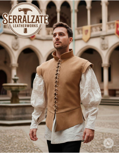 Medieval and Renaissance vest in light brown suede leather