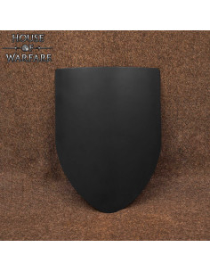 Medieval Smooth Steel Shield with Chain, Black