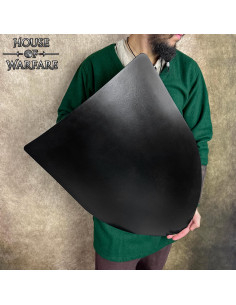 Medieval Smooth Steel Shield with Chain, Black 2