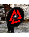Round Viking Shield in Wood Model Valknut Odin