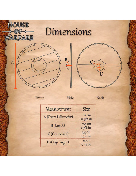 Viking round wooden shield Fenrir model