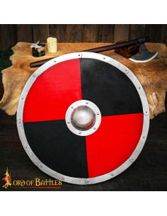 Viking Combat Shield in Solid Wood, Black-Red