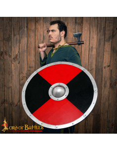 Viking Combat Shield in Solid Wood, Black-Red 2