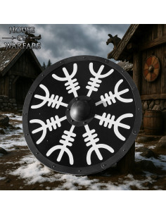 Aegishjalmur Round Viking Shield in Wood