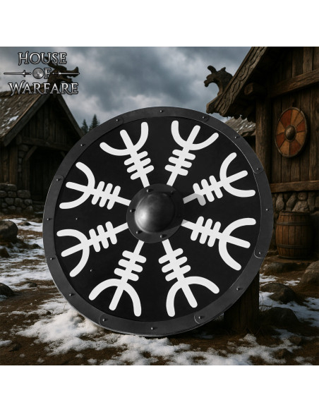 Aegishjalmur Round Viking Shield in Wood