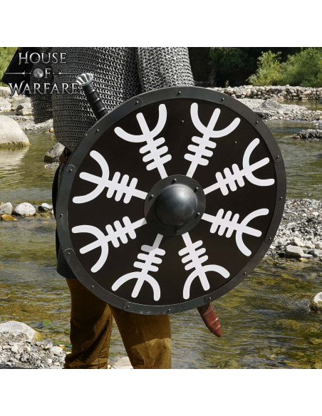 Aegishjalmur Round Viking Shield in Wood