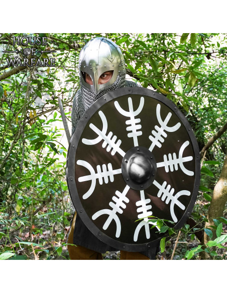 Aegishjalmur Round Viking Shield in Wood