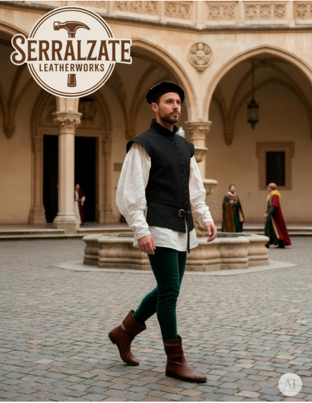 Medieval and Renaissance Black Suede...