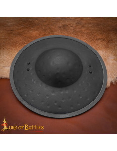 Medieval Buckler in Blackened Steel with Wooden Handle