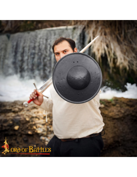 Medieval Buckler in Blackened Steel...