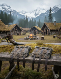 Hastein Viking Bracelets with Hair and Fur