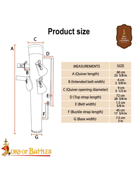 Brown leather quiver with arrowhead...