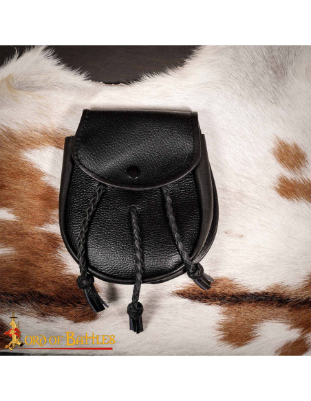 Medieval Leather Bag with Braided...