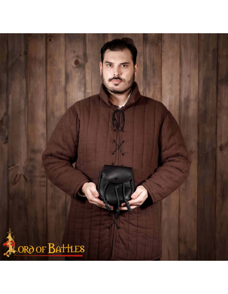 Medieval Leather Bag with Braided...