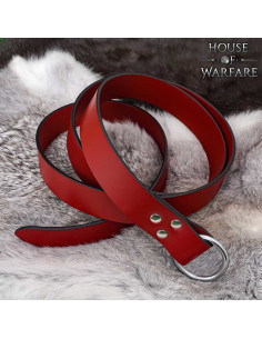 Medieval Belt 12th-15th Century with Ring, Red Leather 2