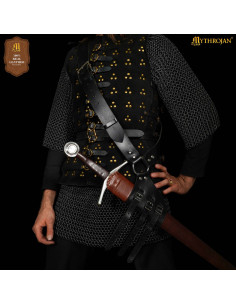 Medieval Black Leather Sword Hanger for Right Hand