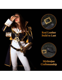 Renaissance Medieval Belt, Black Leather with Brass Buckle 2