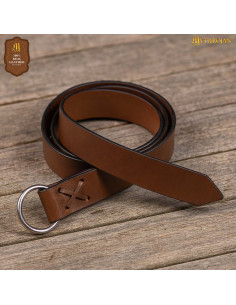 Brown Leather Viking Belt with Buckle