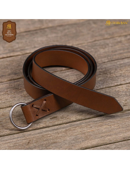 Brown Leather Viking Belt with Buckle