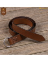 Brown Leather Viking Belt with Buckle