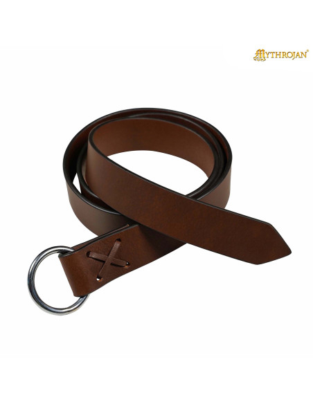 Brown Leather Viking Belt with Buckle