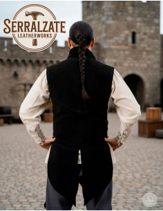 Adjustable Medieval Vest Arturo in Black Suede 2