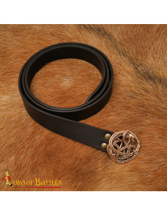 Medieval Leather Belt with Celtic Snake Buckle in Bronze 2