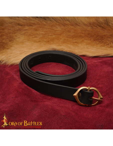 Medieval Leather Belt with Bronze Buckle
