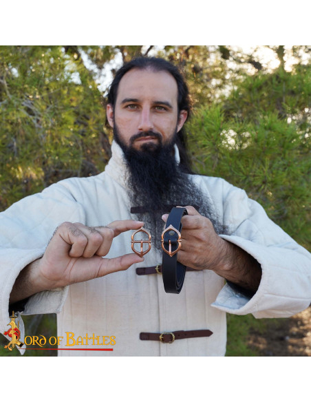 Medieval Leather Belt with Bronze Buckle