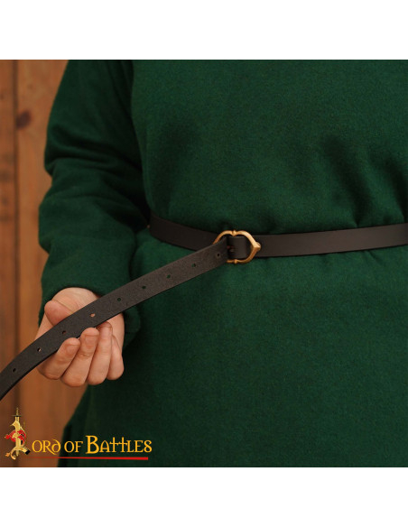 Medieval Leather Belt with Bronze Buckle