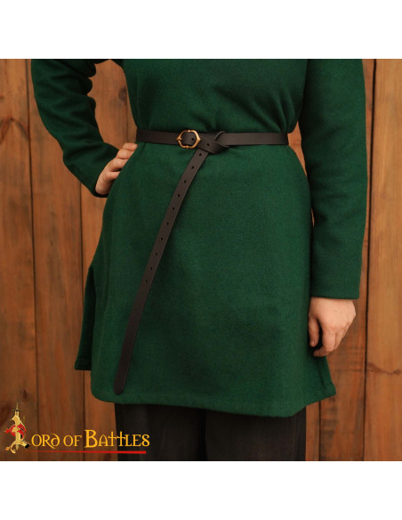 Medieval Leather Belt with Bronze Buckle