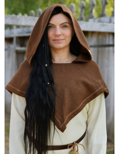 Medieval Brown Wool Hood Historical Recreation