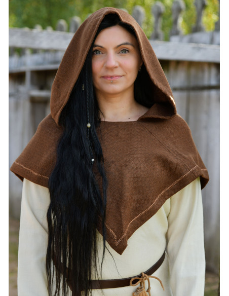 Medieval Brown Wool Hood Historical...