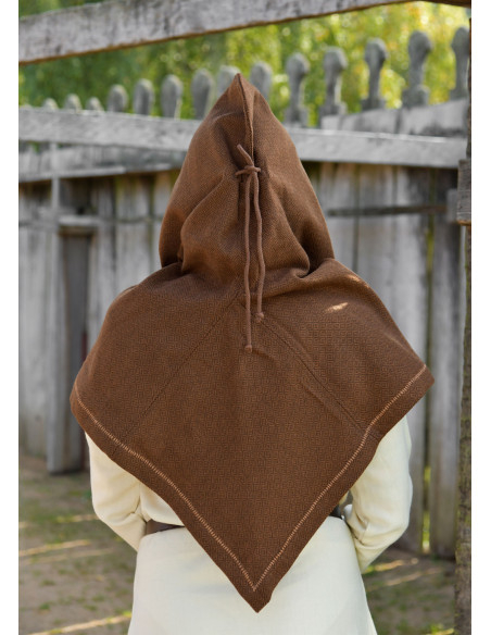 Medieval Brown Wool Hood Historical...