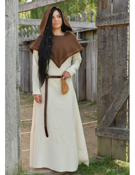 Medieval Brown Wool Hood Historical...