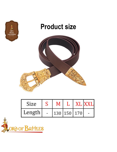 Brown Leather Viking Belt with...