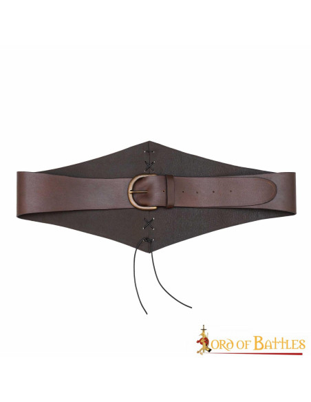 Wide Medieval Leather Belt in Brown...