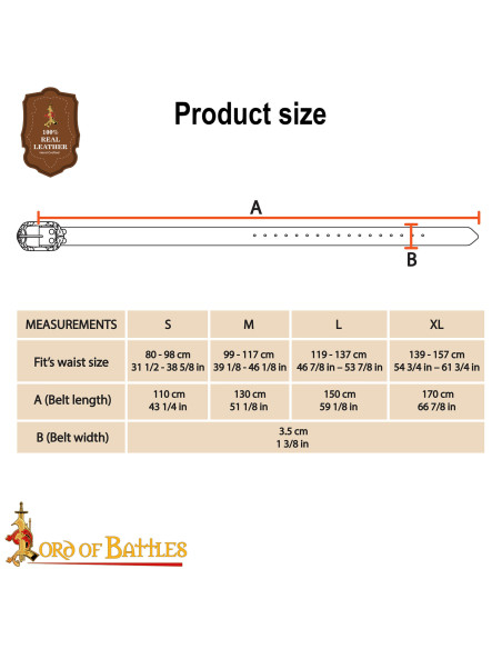 Viking Belt with Copper Brass Buckle