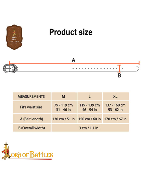 Medieval Brown Leather Belt - North...