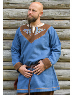 Esben Blue Wool Viking Tunic with Celtic Embroidery 2
