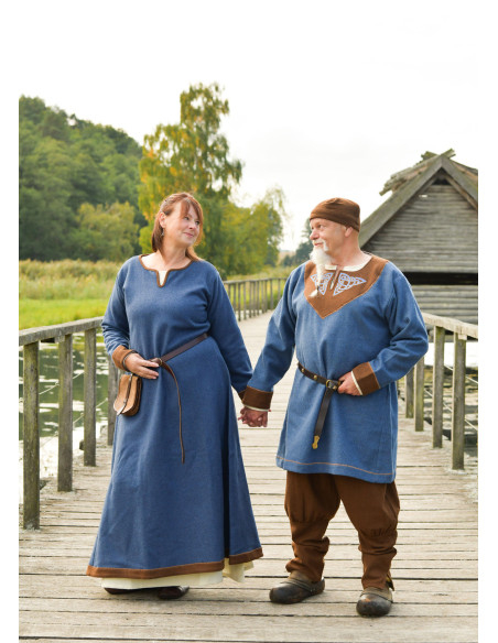 Esben Blue Wool Viking Tunic with...