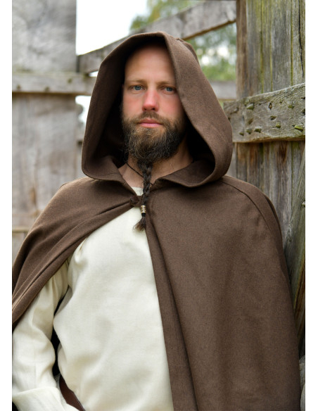 Viking Wool Hooded Cloak for Recreation