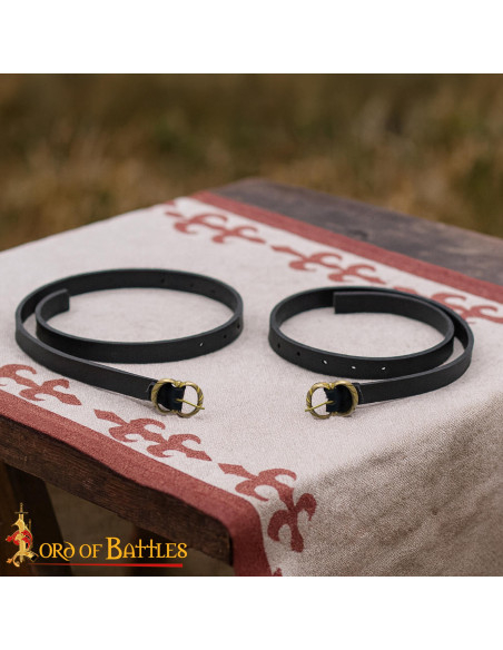 Medieval Black Leather Garters for Hose