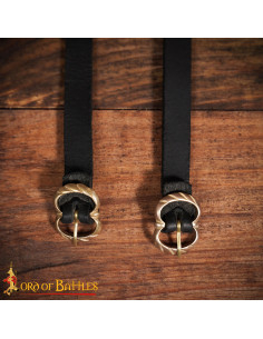 Medieval Black Leather Garters for Hose 2