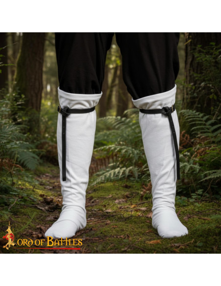 Medieval Black Leather Garters for Hose