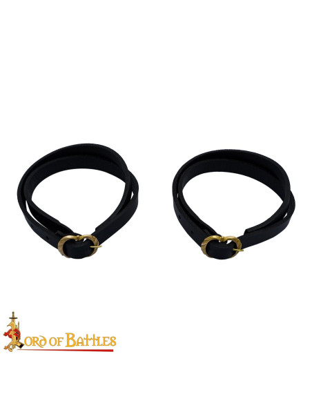 Medieval Black Leather Garters for Hose